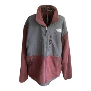 The North Face Charcoal and Maroon Polartec Fleece Denali Zip Jacket Men's Large